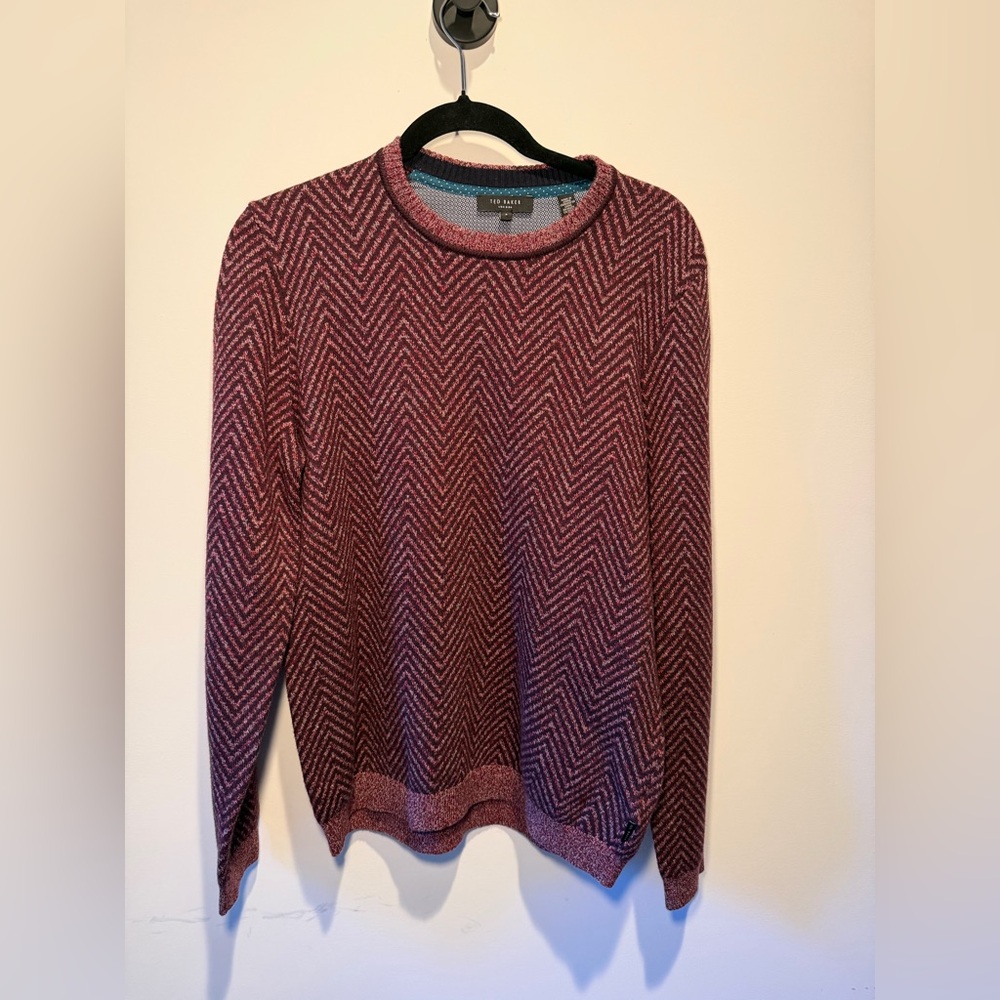 Ted Baker Chevron Knit Sweater -‎ Burgundy